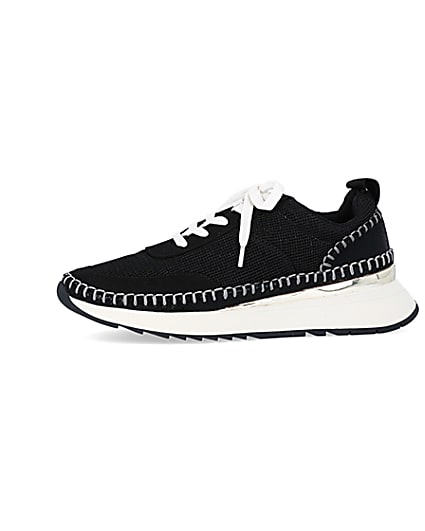 360 degree animation of product Black stitch detail trainers frame-2