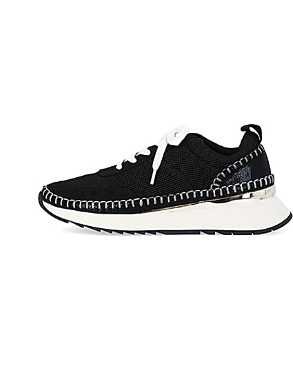 360 degree animation of product Black stitch detail trainers frame-3