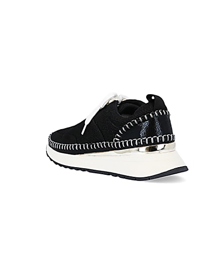 360 degree animation of product Black stitch detail trainers frame-6