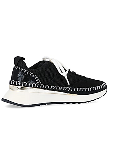 360 degree animation of product Black stitch detail trainers frame-13