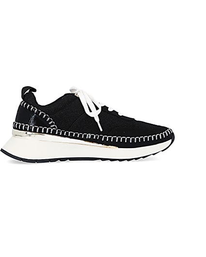 360 degree animation of product Black stitch detail trainers frame-14