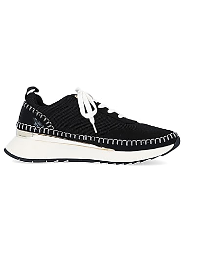 360 degree animation of product Black stitch detail trainers frame-15