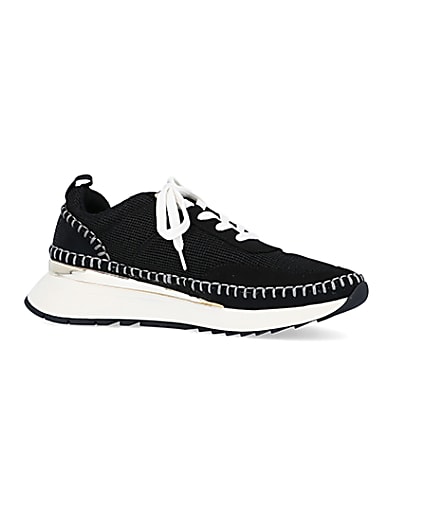 360 degree animation of product Black stitch detail trainers frame-16