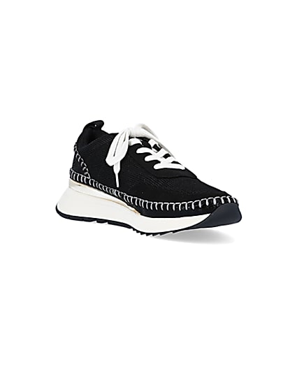 360 degree animation of product Black stitch detail trainers frame-18