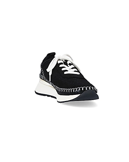 360 degree animation of product Black stitch detail trainers frame-19