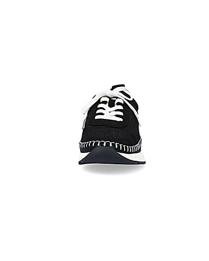 360 degree animation of product Black stitch detail trainers frame-21