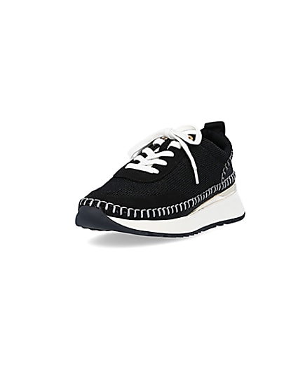 360 degree animation of product Black stitch detail trainers frame-23