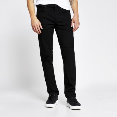 black straight fit jeans