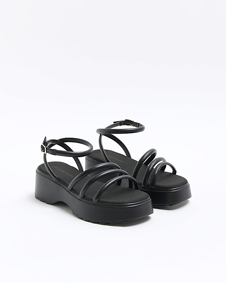 Black strappy flatform sandals
