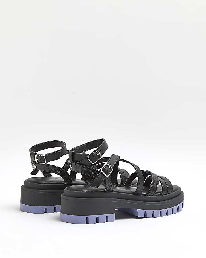 Black strappy flatform sandals