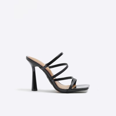 Black strappy heeled sandals | River Island