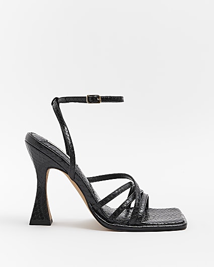 Black strappy heeled sandals