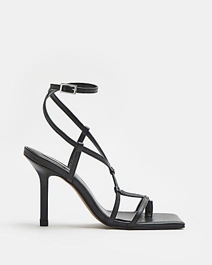 Black strappy heeled sandals