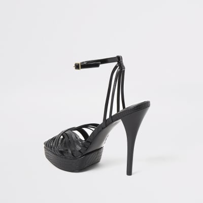 Black strappy platform heels