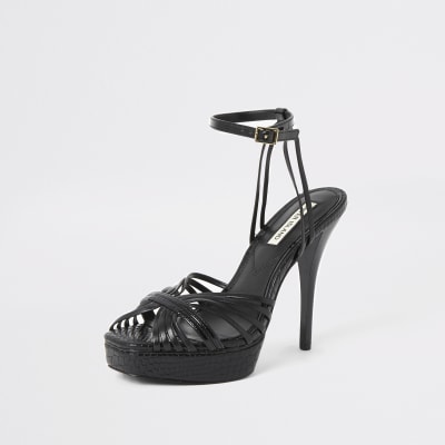 Black strappy platform heels