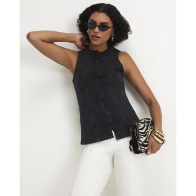Stretch Denim Sleeveless Waistcoat