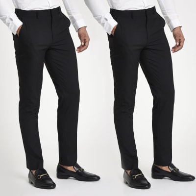 black stretch slim fit trousers