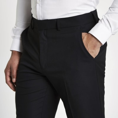 black stretch slim fit trousers