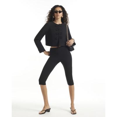 Stretch Split Hem Capri Trousers
