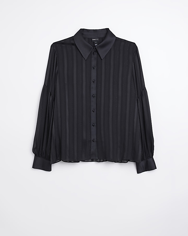 Black Stripe Chiffon Shirt