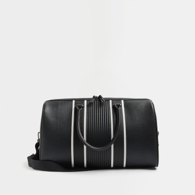 River Island Black Ri Studio Leather Holdall Bag for Men Mens Bags Duffel bags and weekend bags 