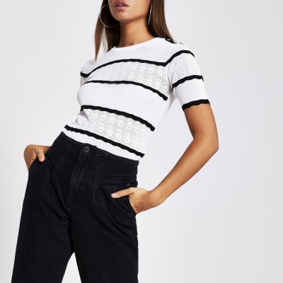 black and white striped shirt river island