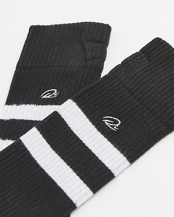 Black stripe RI embroidered tube socks