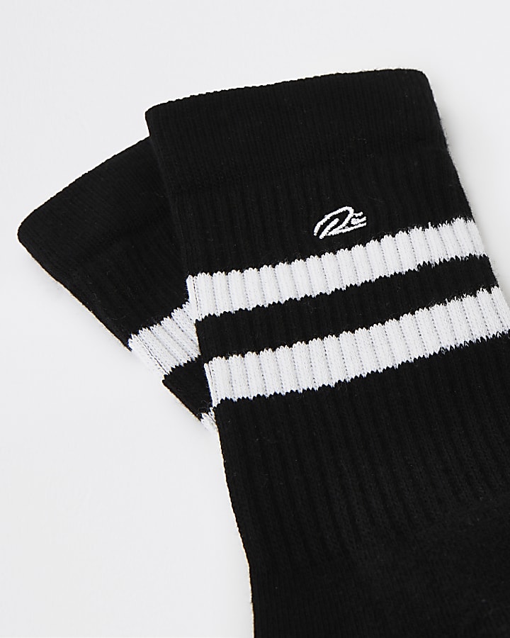 Black stripe RI embroidered tube socks