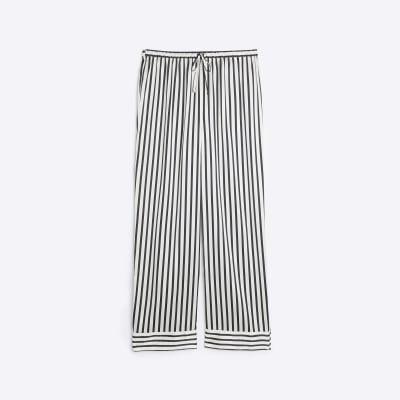 Black stripe satin pyjama bottoms