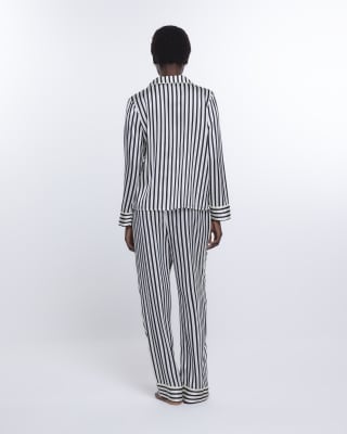 Black stripe satin pyjama bottoms