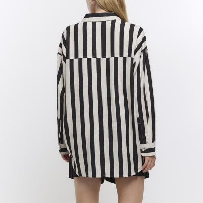 Black stripe shirt with linen blend