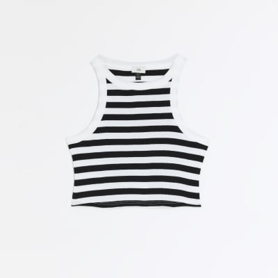 Black stripe vest crop top River Island