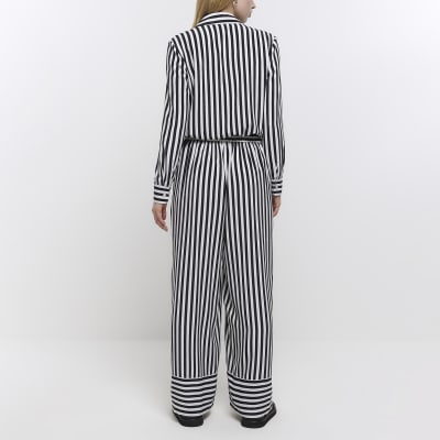 Black stripe wide leg trousers