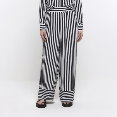 Black stripe wide leg trousers