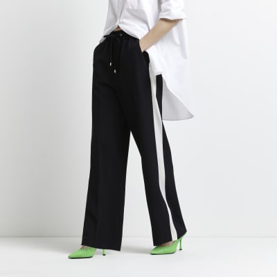 mens grey trousers with black stripe