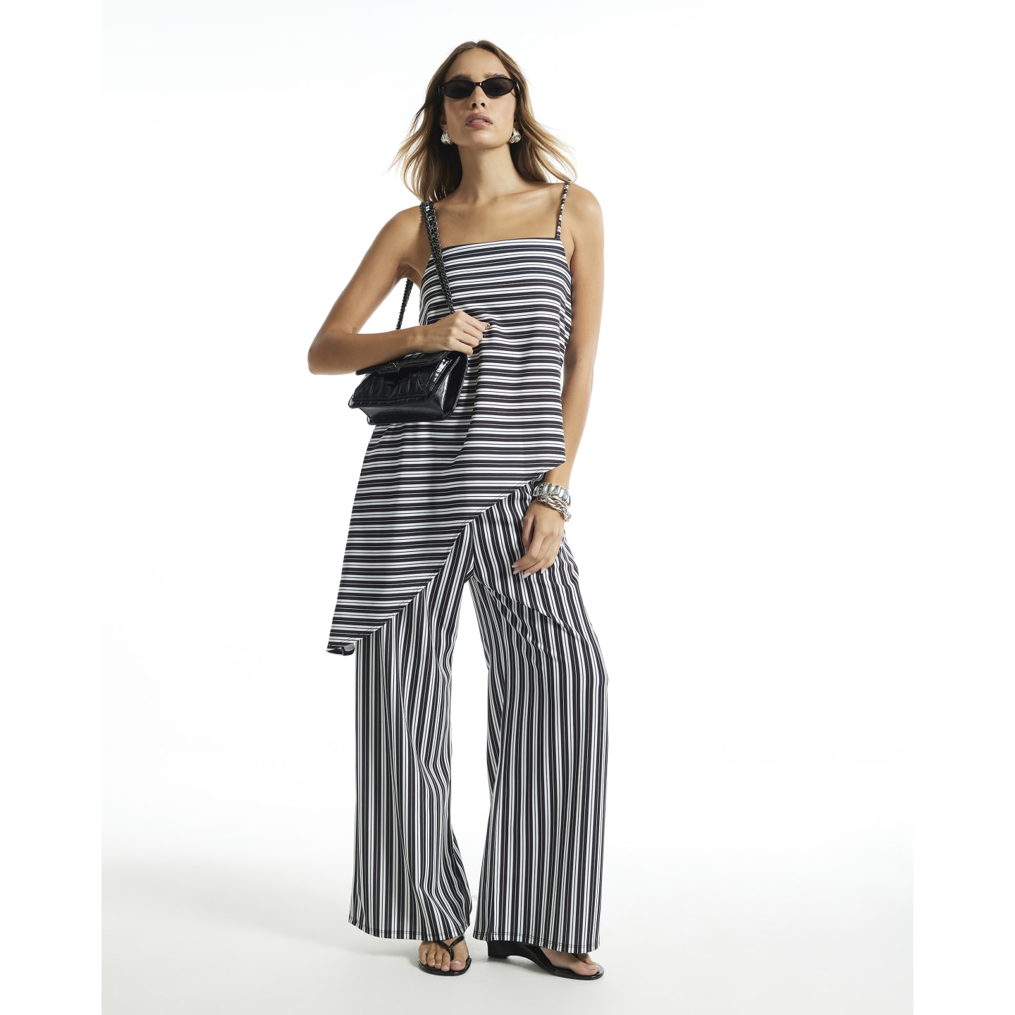 River Island Black Stripe Wide Leg Trousers — photo 1 of 1