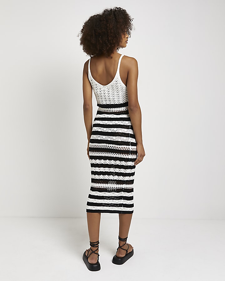 Black striped bodycon midi dress