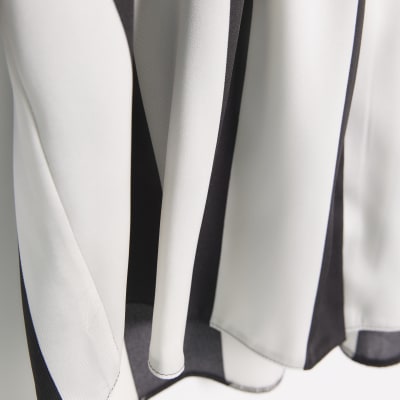 Black striped satin shirt