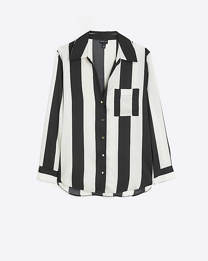 Black striped satin shirt