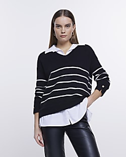 Black striped shirt jumper