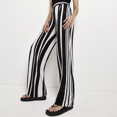 Black striped wide leg trousers | River Island