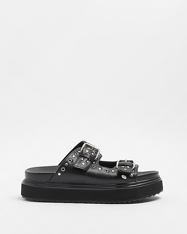 Black stud detail sandals
