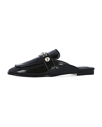 360 degree animation of product Black studded backless loafers frame-2