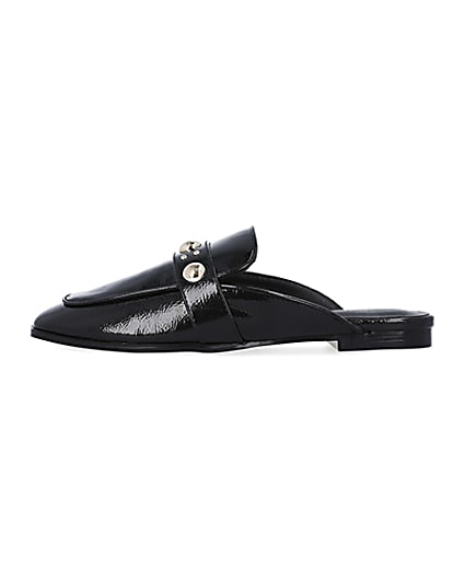 360 degree animation of product Black studded backless loafers frame-3