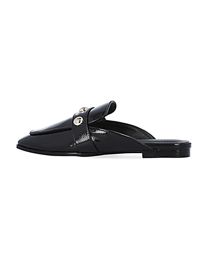 360 degree animation of product Black studded backless loafers frame-4
