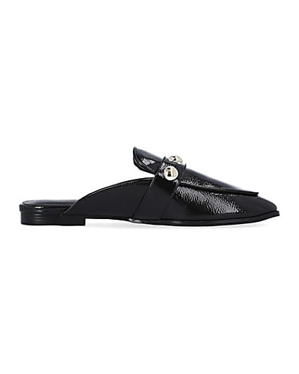 360 degree animation of product Black studded backless loafers frame-15