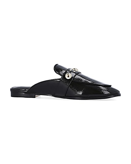 360 degree animation of product Black studded backless loafers frame-16