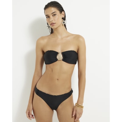 Black Studded bandeau Bikini Top
