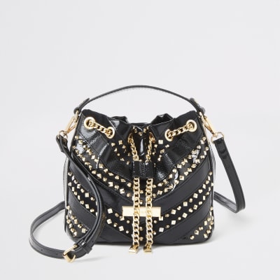 Black studded duffle bag
