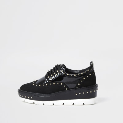flat black brogues